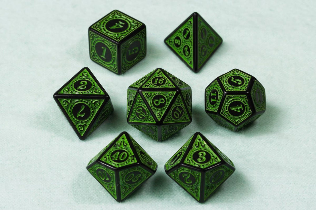 Magic Burst Green Dnd Dice Set - Roll With Advantage
