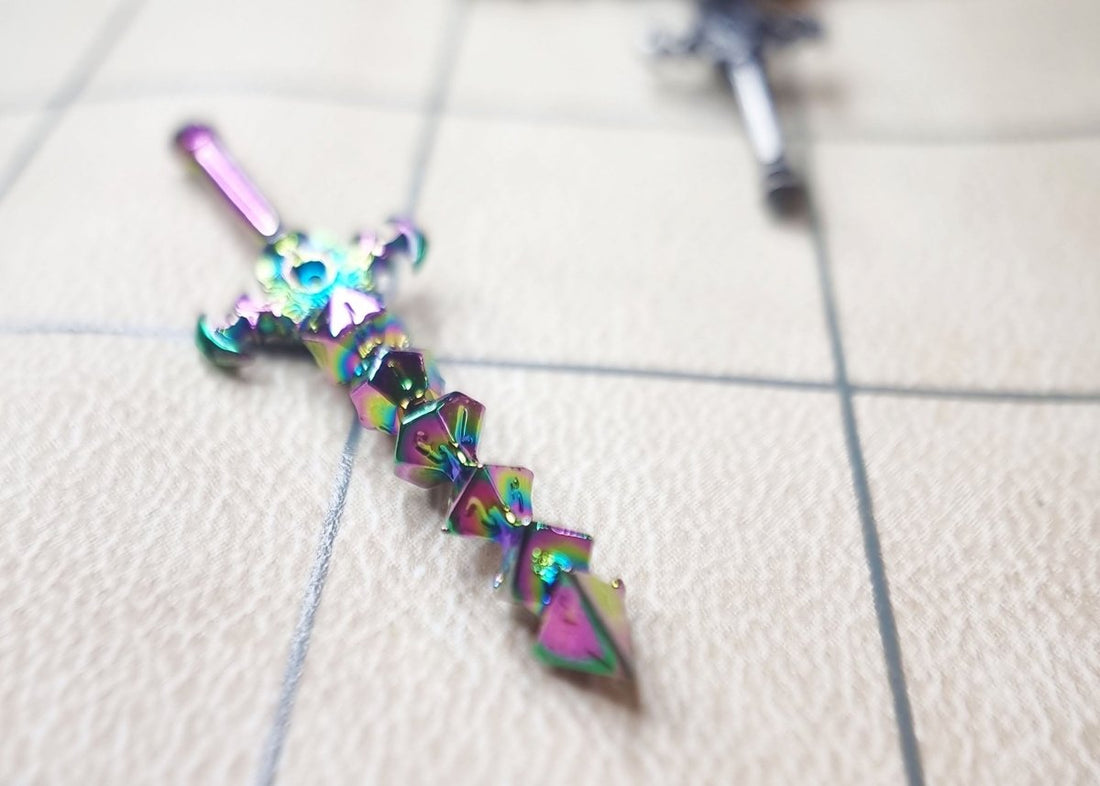 Mini Dice Sword - Rainbow Chrome - Roll With Advantage