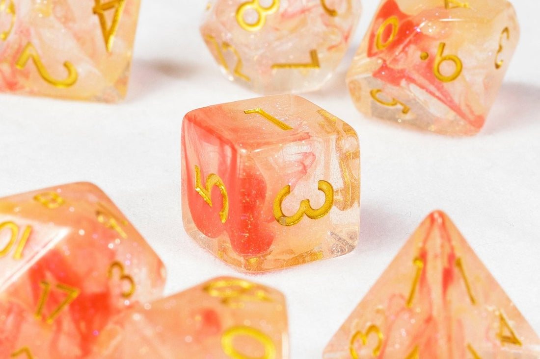 Peach Blossom Dnd Dice Set - Roll With Advantage