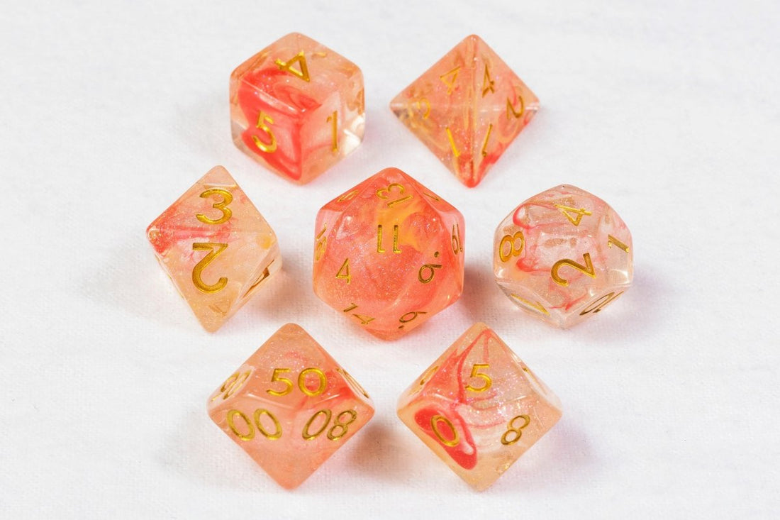 Peach Blossom Dnd Dice Set - Roll With Advantage