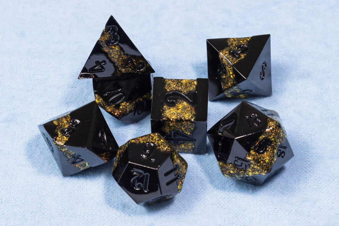 Vein of Gold Dnd Metal Dice Set - Roll With Advantage