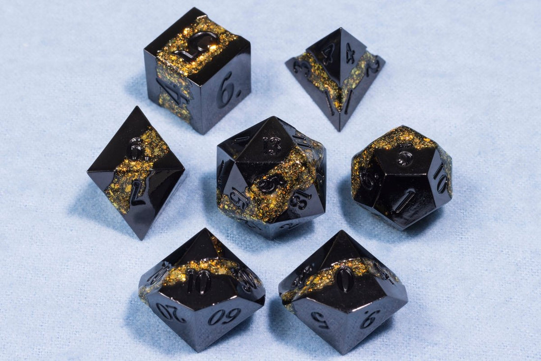 Vein of Gold Dnd Metal Dice Set - Roll With Advantage